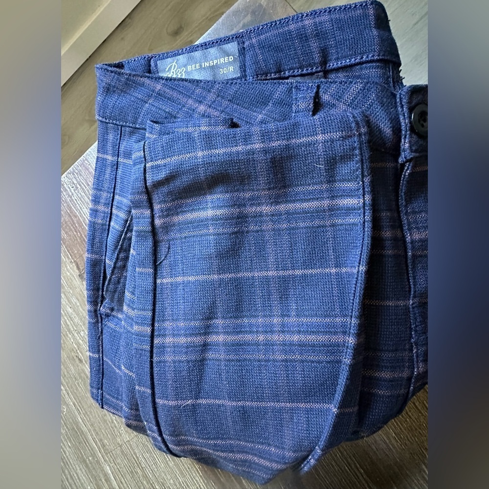 Men’s B33 bee inspired checkered plaid pants size 30R blue